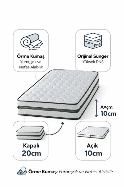 sleepnice 80x200 Divan Hemnes Uyumlu. Katlanır Ortopedik Yatak. 160x200x10 Cm