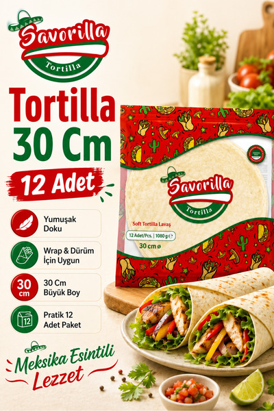 Savorilla Tortilla Lavaş 30 Cm 12 Adet 90 Gr