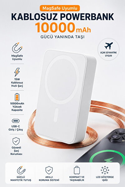 ArmoniaVital MagSafe Uyumlu 10000 mAh Kablosuz Hızlı Şarj Powerbank Taşınabil...