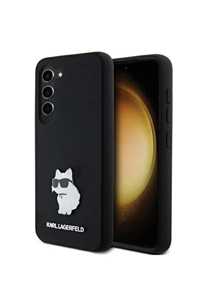 Karl Lagerfeld Silicone Choupette Metal Pin case for Samsung Galaxy S23 - black