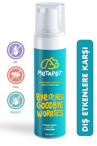 Metapet Köpekler Için Kuru Köpük Şampuanı (Bit Pire Parazit Kene Damlası Tara...