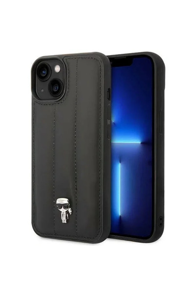 Karl Lagerfeld Husa telefon pentru iPhone 14, Quilted Puffy Ikonik Logo, Piel...