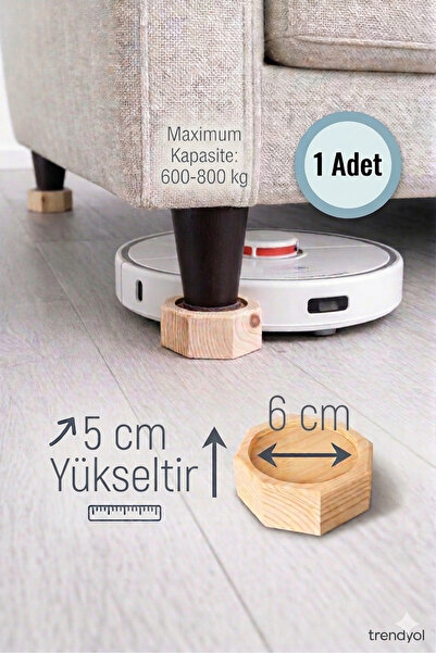 iDekor Robot Süpürge İçin Doğal Ahşap Koltuk Baza Yükseltici (5 cm Yükseltir,...