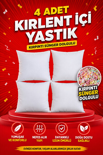 Rosella Barucci Kare Kırlent İçi 4 Adet Sünger Kırpıntı Dolgulu İç Yastık 42x...
