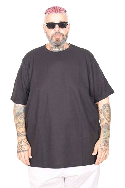 ModeXL Mode XL Mărime mare Unisex tricou guler rotund WAFFLE 20033 Negru