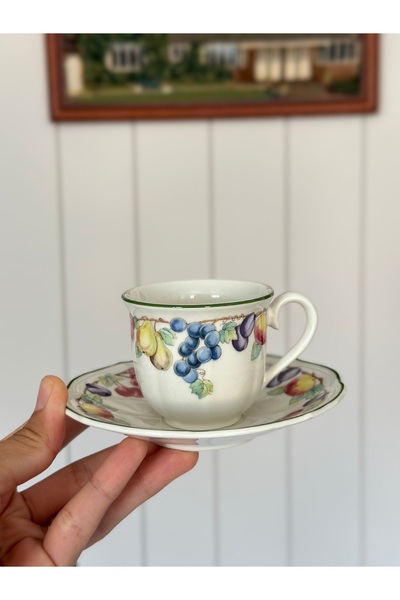 Villeroy & Boch فنجان قهوة تركي من البورسلين الملون بنقشة الفواكه من سلسلة مي...