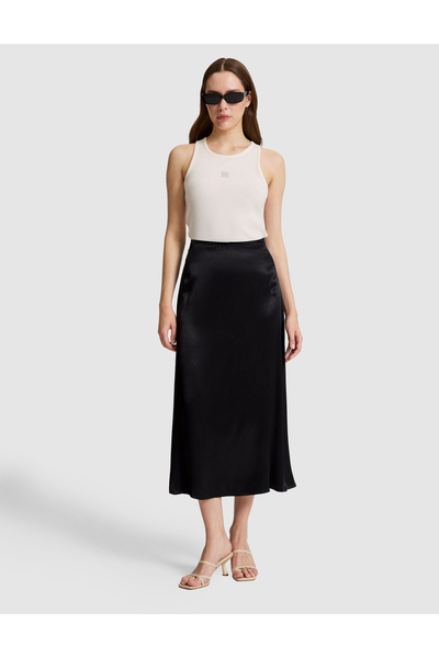 Pierre Cardin Black A-Line Satin Woven Skirt 50318241-Vr046