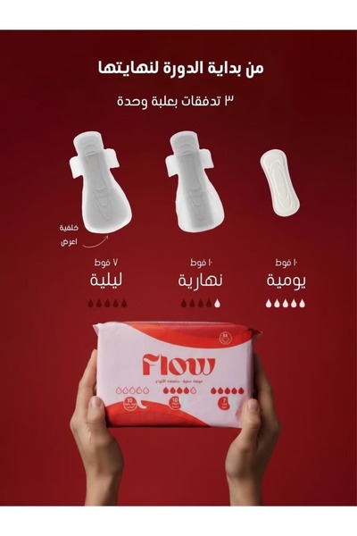Flow فوط صحية متعددة الأنواع مقاس ميديم من فلو – 27 قطعة