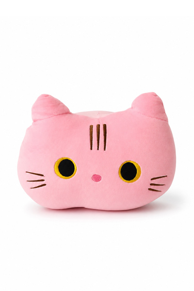 Ecrou Sevimli Göz Kedi Dekoratif Yastık 42 cm Pembe