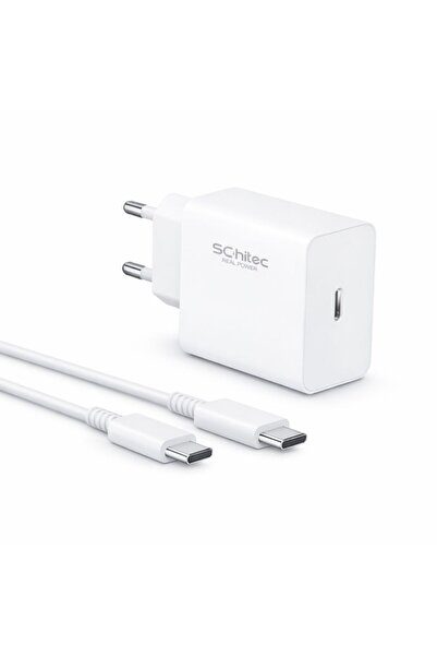schitec 45W Süper Hızlı Şarj Aleti Type-C to Type-C 1metre Kablolu Beyaz