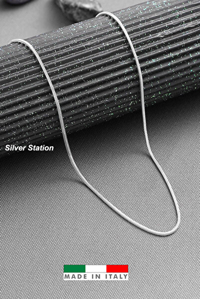 Silver Station İtalyan 925 Ayar Gümüş Yılan Kolye - Yuvarlak Yılan Gümüş Koly...