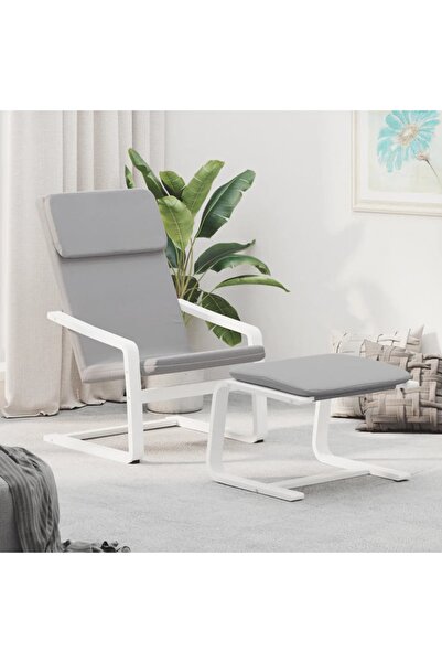 Concept Scaun de relaxare cu taburet, gri deschis, textil
