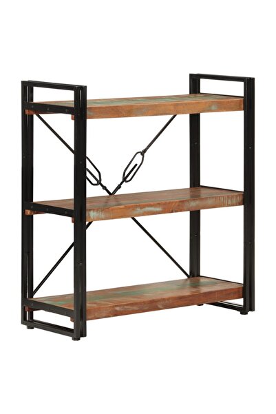 Concept Bibliotecă cu 3 niveluri, 77x30x80 cm, lemn masiv reciclat/fier