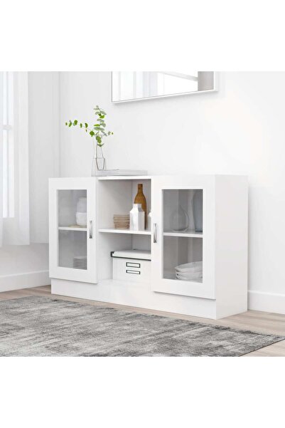 Concept Dulap cu vitrină, alb, 120 x 30,5 x 70 cm, PAL