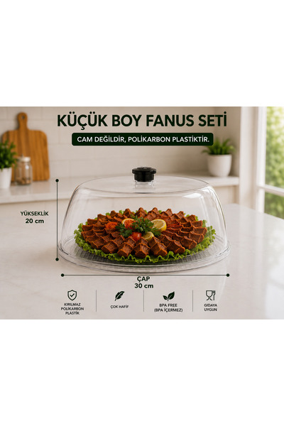 Genel Markalar Yuvarlak Fanus , Kek,börek,pasta,kurabiye Saklama Kabı 30 Cm Ç...