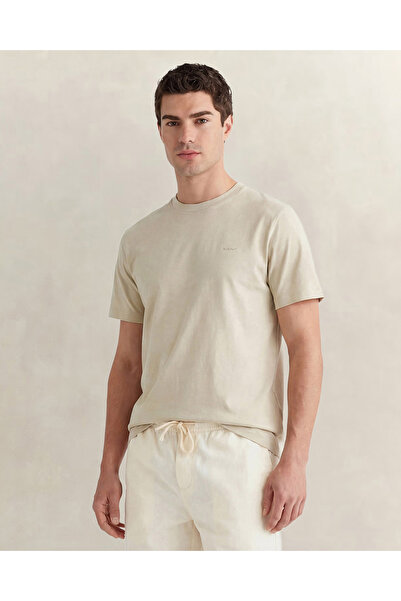 Gant Erkek Bej Bisiklet Yaka Regular Fit T-Shirt