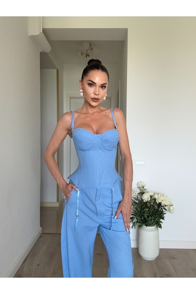 Atelier Carmen Babes Corset cu decolteu in v si bretele subtiri din in