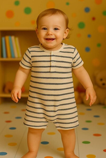 WOWOKİDS WowoKids Üç Çizgili Barbatöz %100 Jakarlı