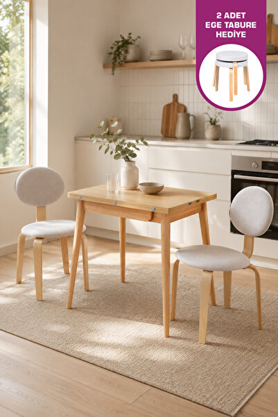 VİLİNZE Lodos Sandalye Avanos Ahşap MDF Mutfak Masası Takımı - 90x120 cm