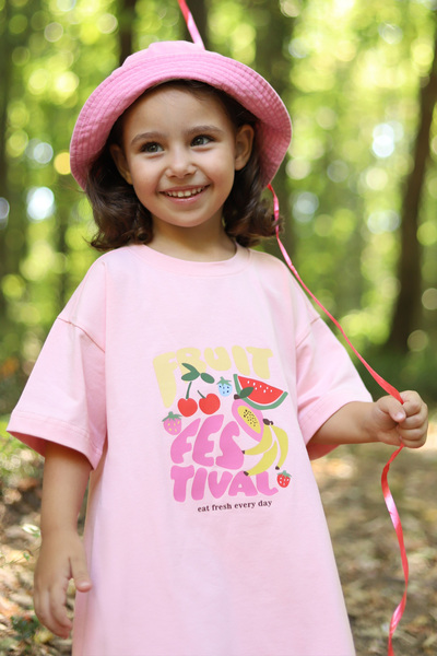 Mioma Kids Printed T-Shirt Dress Dusty Pink