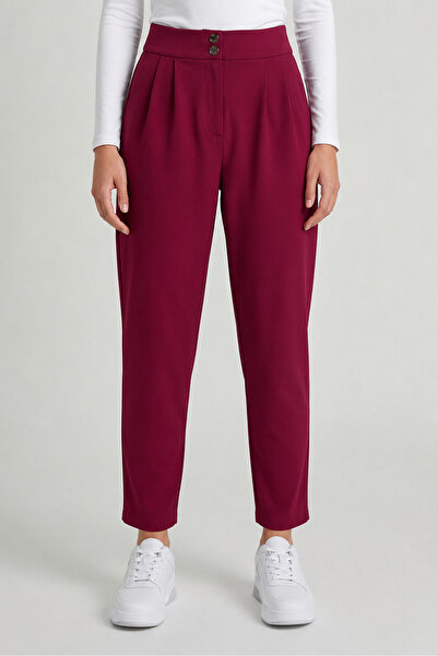 MODASPARK Pantaloni de damă cu talie înaltă, cu buzunare duble cu nasturi, cr...