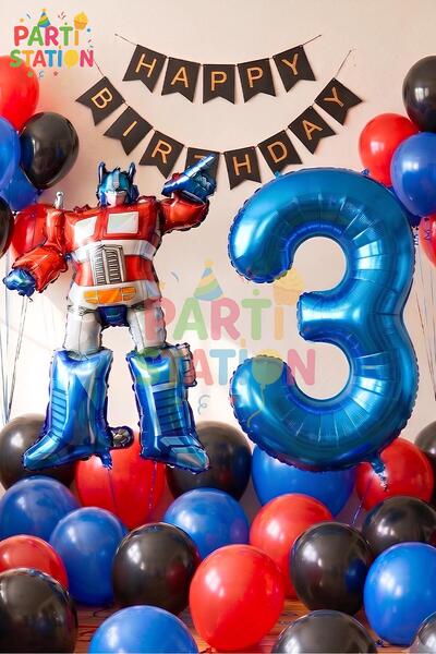 Parti Station Transformers Optimus Prime 3 Years Birthday Balloon Set Foil Nu...