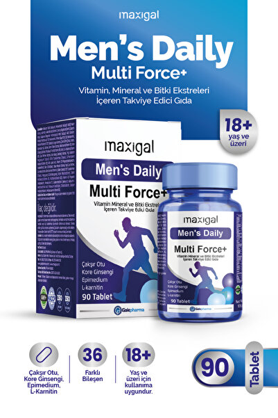 Maxigal Men’s Daily Multi Force + Vitamin, Mineral ve Bitki Ekstreleri İçeren...