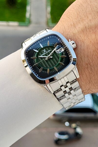 Daniel Klein Dial Green Strap Silver Color 39 mm Men's Wristwatch with Gift P...