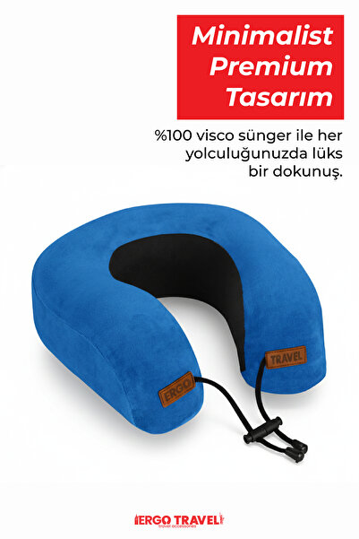 Viscofoam Lux Ortopedik Seyahat Yastığı Visco Boyun Destekli Seyahat Yastığı - Mavi| Ergo Travel
