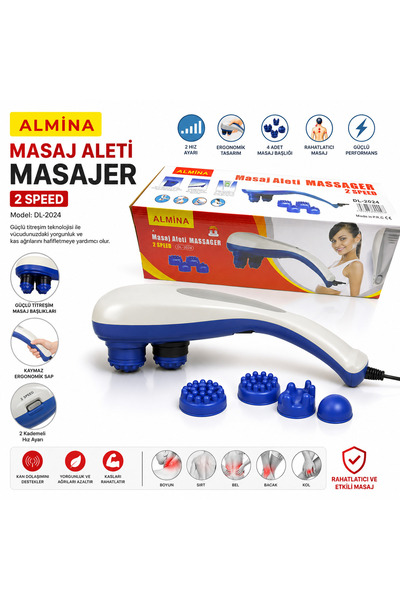 farissu Almina DL-2024 Çift Başlıklı 2 Kademeli Ergonomik El Masaj Aleti