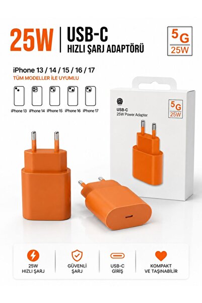 SEHO IPhone Uyumlu 13/14/15/16/16 plus/17/17 plus 25W Type-C Hızlı Şarj adaptörü