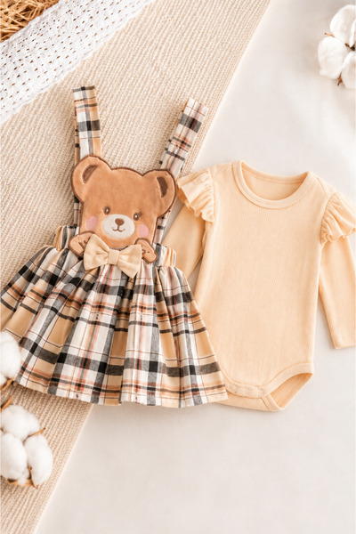 İZYALİF BABY طقم سالوبيت للفتيات الصغيرات مكون من قطعتين مع تنورة وأكمام طويل...