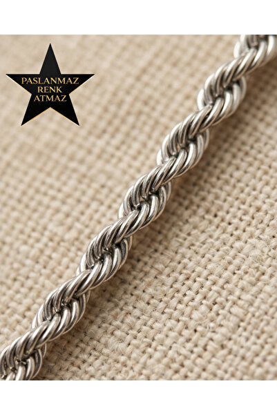 stainless steell Steel Silver Twist Unisex Bracelet 17+6cm Extension Width 0....