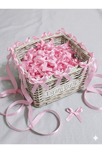 Esram Butik Açık Pembe Fiyonk Saten Kurdele 10 mm- Nikah Şekeri , Hediye ve B...