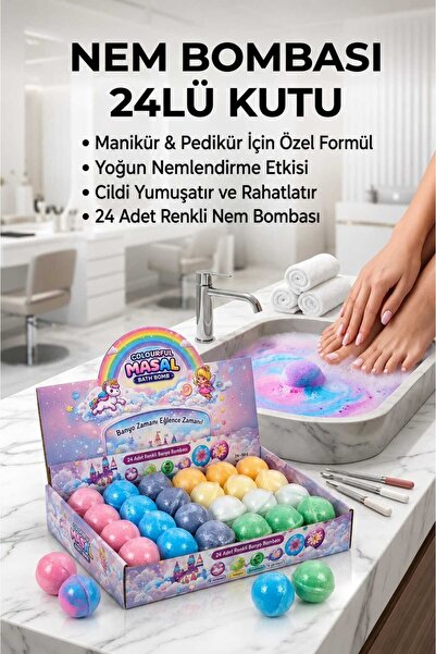 COLOURFUL MASAL 24 Adet 50 GR. Banyo Topu, Nem Bombası, Banyo Bombası, Pedikü...