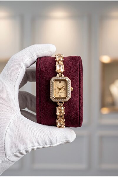 KLISHE Women's Steel Watch Gold Color Stone-Studded Vintage Old Money Premium...
