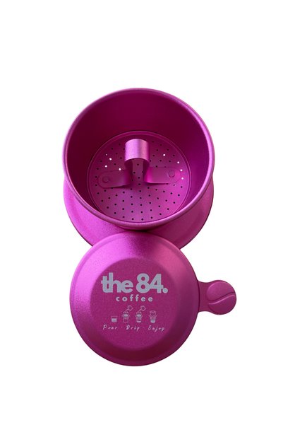 the84.coffee Vietnamese Phin Filter (PINK) I Anodized Aluminum Traditional Coffee Dripper for Slow Brew, Authentic Vietnamese Coffee Maker, Reusable & Portable