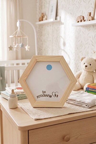 fikirstore Ahşap Altıgen Bebek Ultrason Çerçevesi - İlk Fotoğrafım Bebek Anı ...