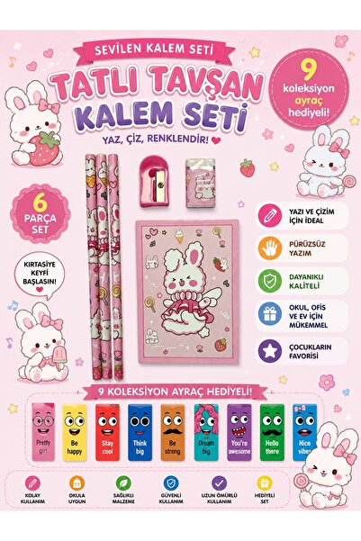 Pembe Pasaj Pembe Kalem Seti - Sevimli Kırtasiye Seti