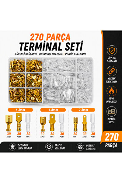 Atarex Kablo Terminal Seti Kablo Papuç Seti Kablo Ucu Papuç 270 Parça Kutulu Set