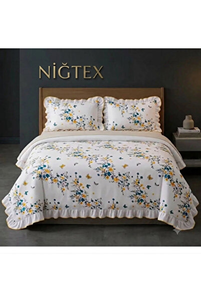 NİĞTEX Ruffled King Size Duvet Cover Set + 2 Pillowcases