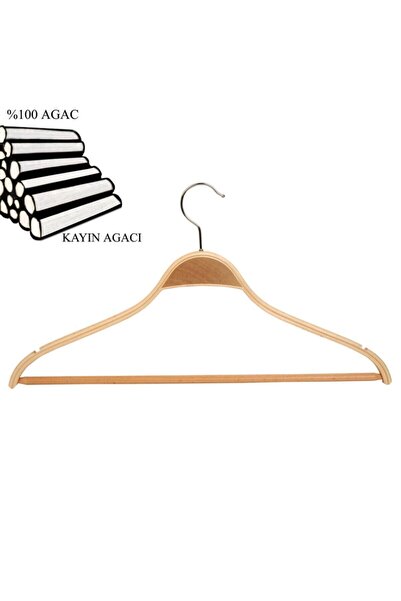 NYN Ahşap 8061-B Askı Barlı Gömlek Pantolon Askısı Naturel Renk 100 Adet