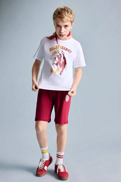 DeFacto Galatasaray Kısa Kollu Pijama Üst Şort Pijama Alt 2li Pijama Takımı E...