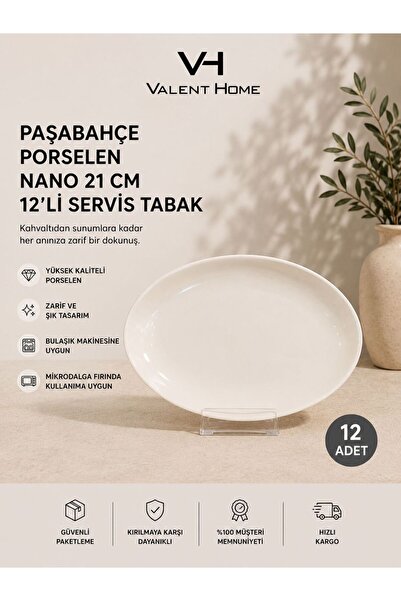 Paşabahçe Porcelain Nano 21 cm 12-Piece Serving Plate