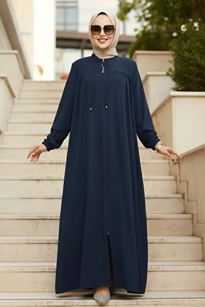 Neva Style حجاب زيتي أزرق بسحاب 45290PM