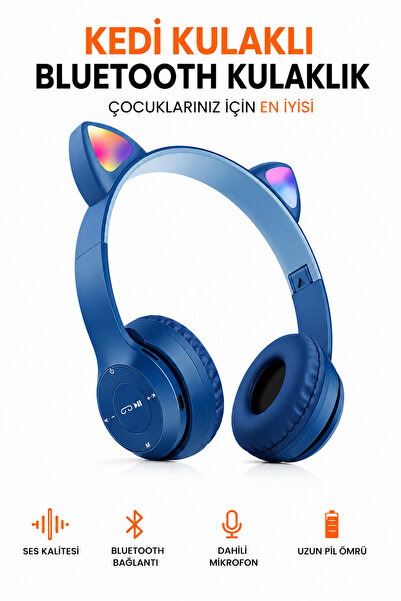 Ayers Çocuklar Için Işıklı Kedili Mikrofonlu Kablosuz Sd Kart P47m Rgb Unisex...