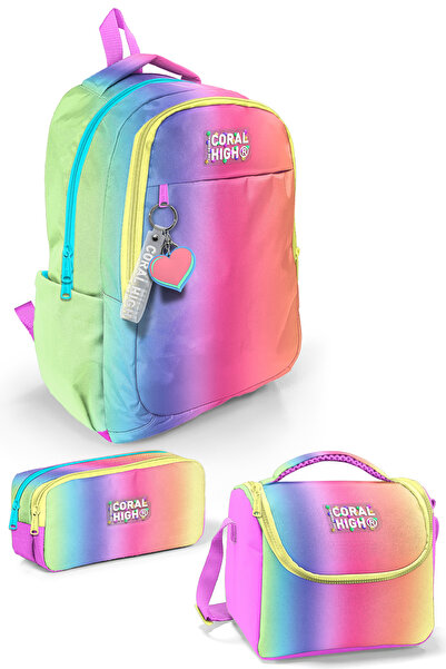 Coral High Kids Renk Geçişli Desenli 3 lü Okul Çanta Seti SET0123668
