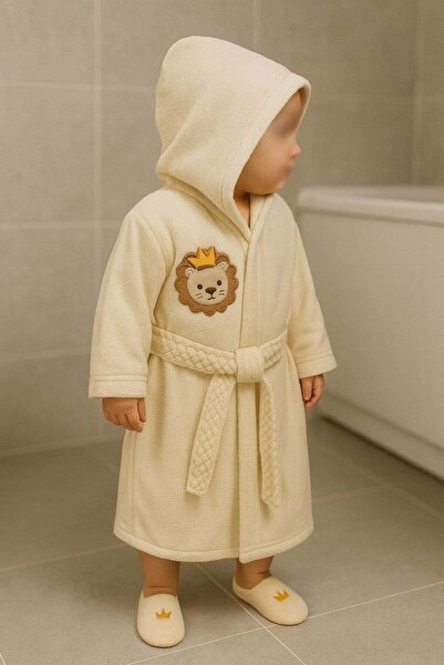 ZEYNUKO Boy Baby Lion Bathrobe Set 0-3 Months Bathrobe Set