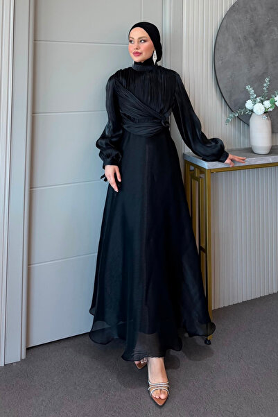 Hazamoda فستان سهرة أسود من أسويد جانجان