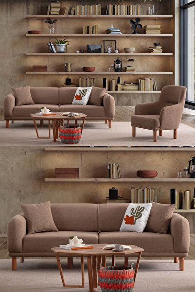 Ak sofa STELLA KOLTUK TAKIMI 3+3+1+1 KAHVERENGİ